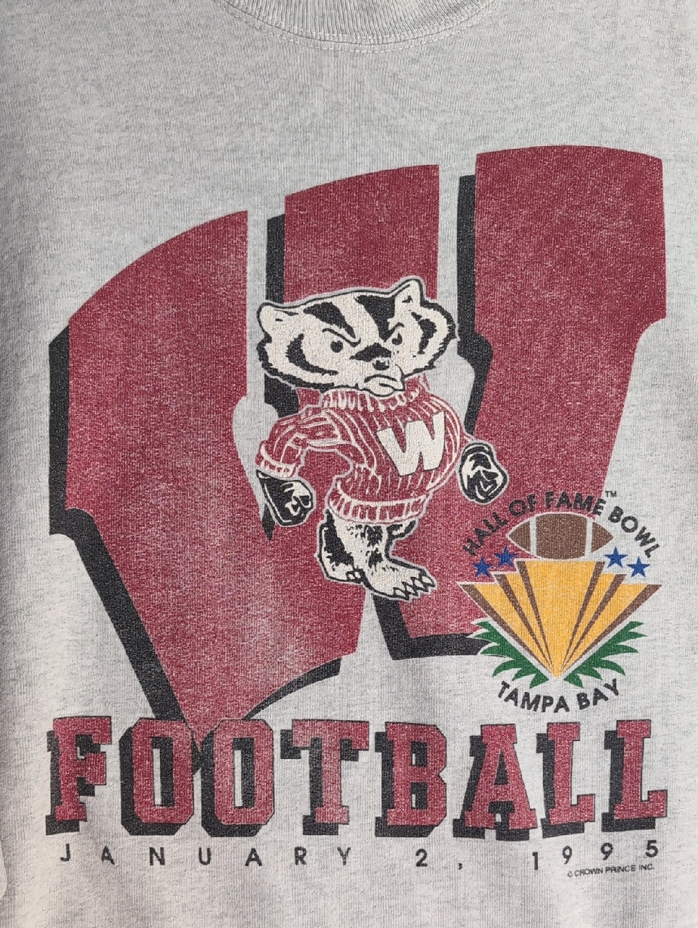 Vintage 1995 Wisconsin Badgers Hall of Fame Bowl Sweatshirt Size L Supercotton - Picture 2 of 10
